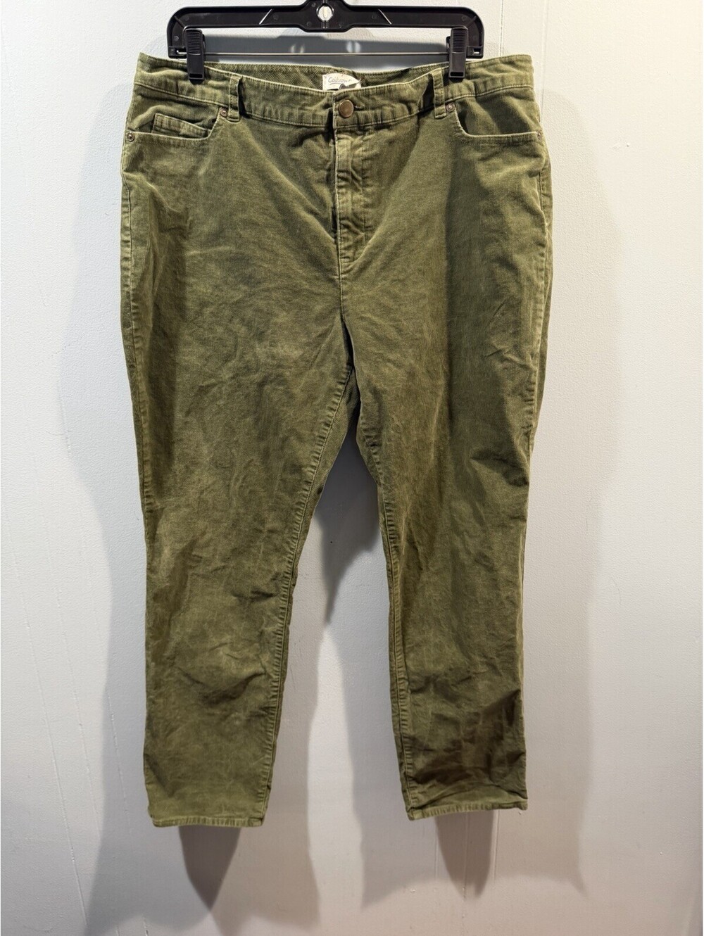 Womens Coldwater Creek Corduroy Pant Size 16 Olive Green